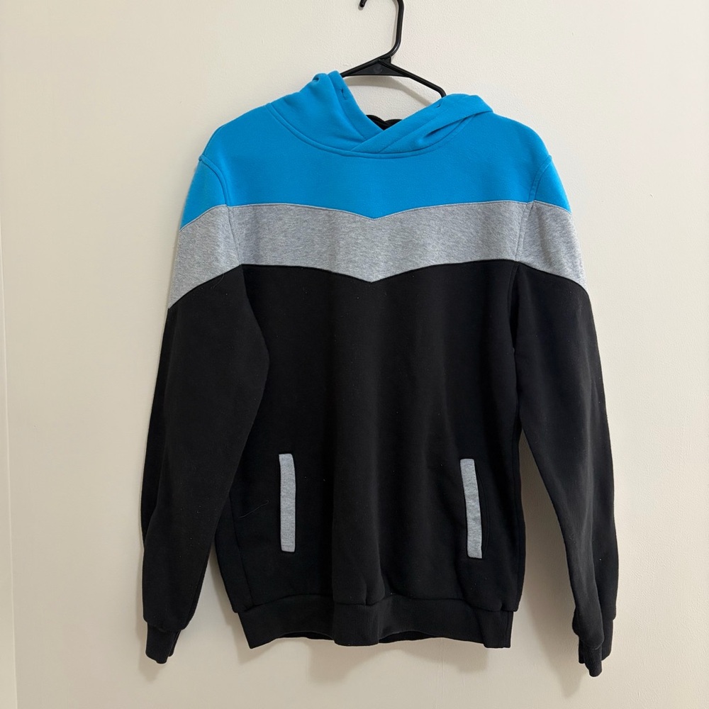 Blue and Black Hoodie with Gray Accents Men’s Medium